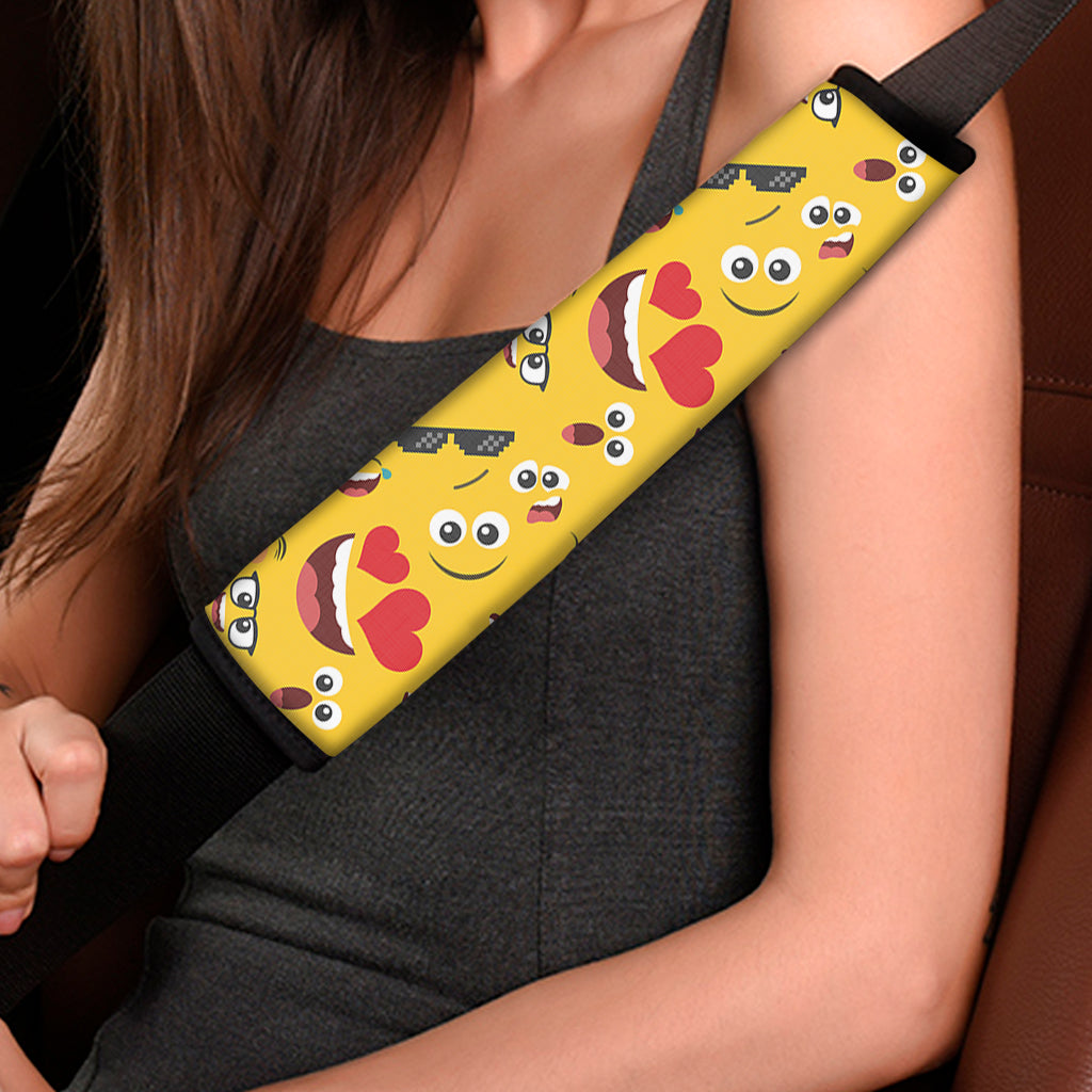 Funny Emoji Pattern Print Car Seat Belt Covers