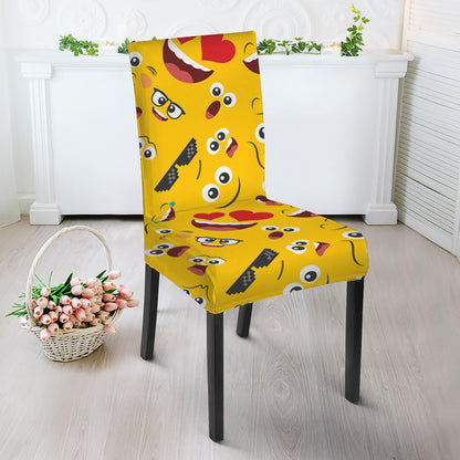 Funny Emoji Pattern Print Dining Chair Slipcover