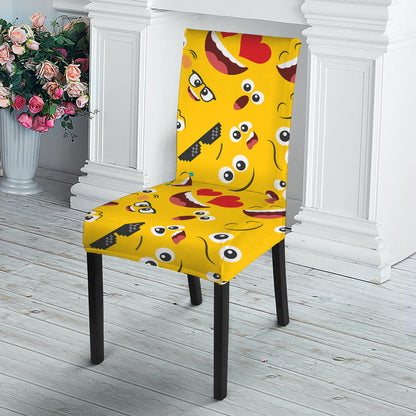 Funny Emoji Pattern Print Dining Chair Slipcover