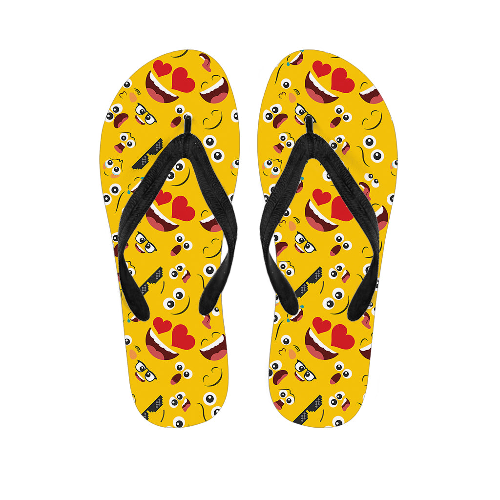 Funny Emoji Pattern Print Flip Flops