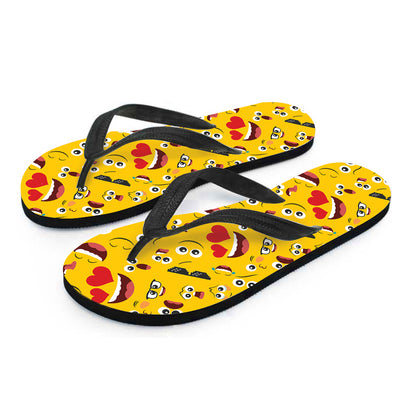 Funny Emoji Pattern Print Flip Flops