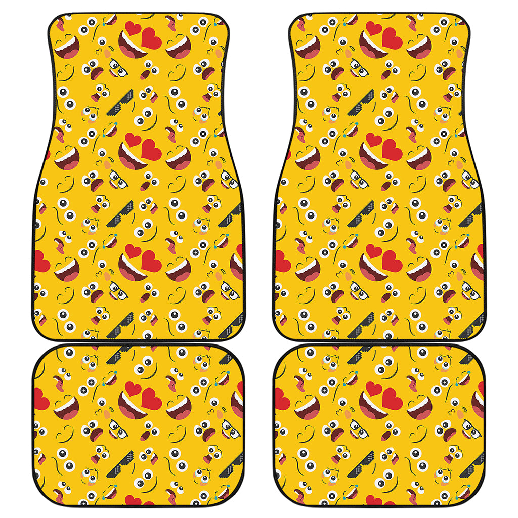 Funny Emoji Pattern Print Front and Back Car Floor Mats