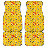 Funny Emoji Pattern Print Front and Back Car Floor Mats