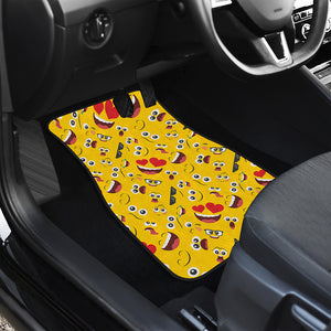 Funny Emoji Pattern Print Front and Back Car Floor Mats