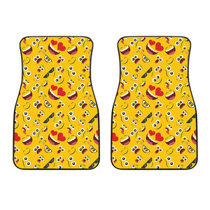 Funny Emoji Pattern Print Front Car Floor Mats