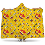 Funny Emoji Pattern Print Hooded Blanket
