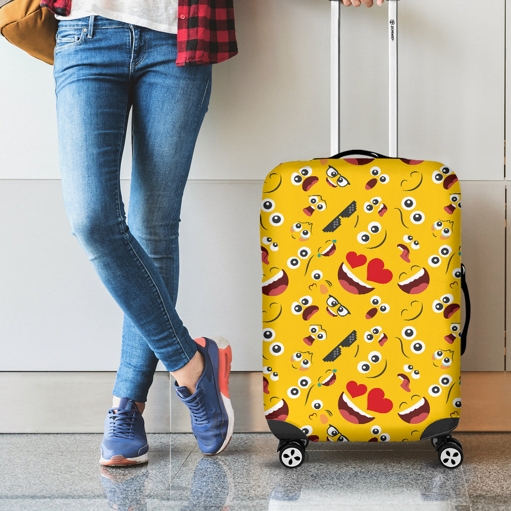 Funny Emoji Pattern Print Luggage Cover