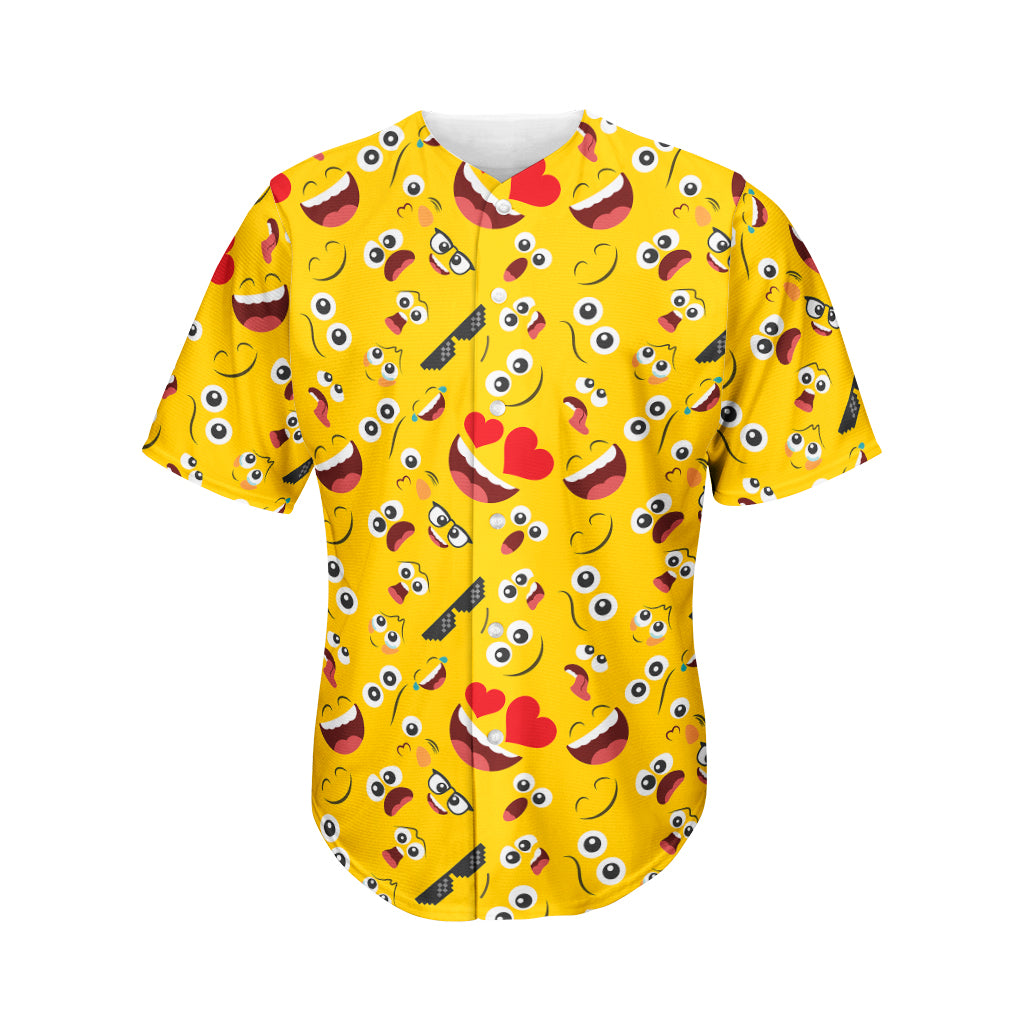 Funny Emoji Pattern Print Men's Baseball Jersey