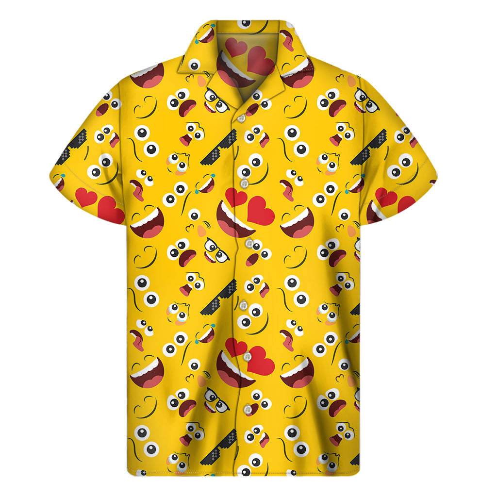 Funny Emoji Pattern Print Men's Short Sleeve Shirt