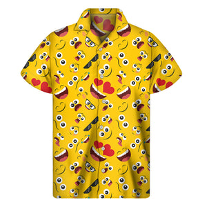 Funny Emoji Pattern Print Men's Short Sleeve Shirt