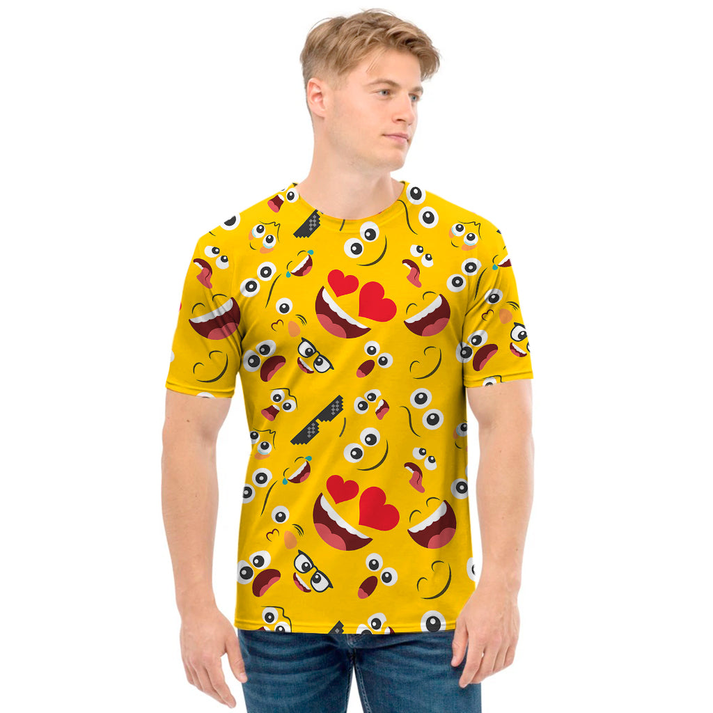 Funny Emoji Pattern Print Men's T-Shirt