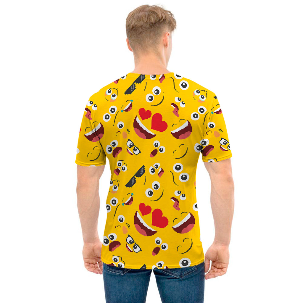 Funny Emoji Pattern Print Men's T-Shirt