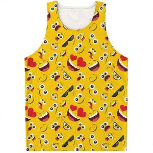 Funny Emoji Pattern Print Men's Tank Top