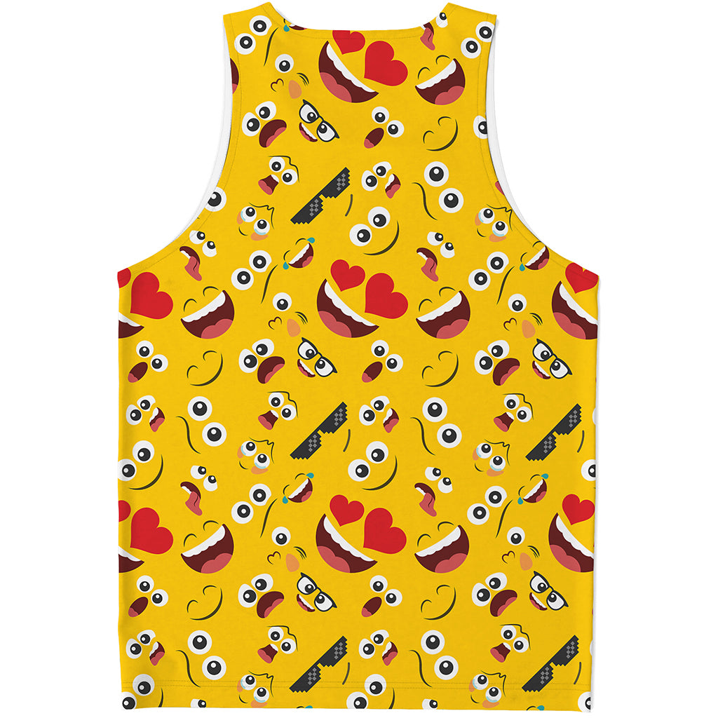 Funny Emoji Pattern Print Men's Tank Top