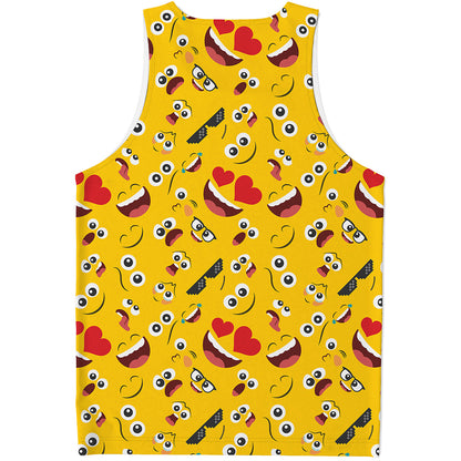 Funny Emoji Pattern Print Men's Tank Top