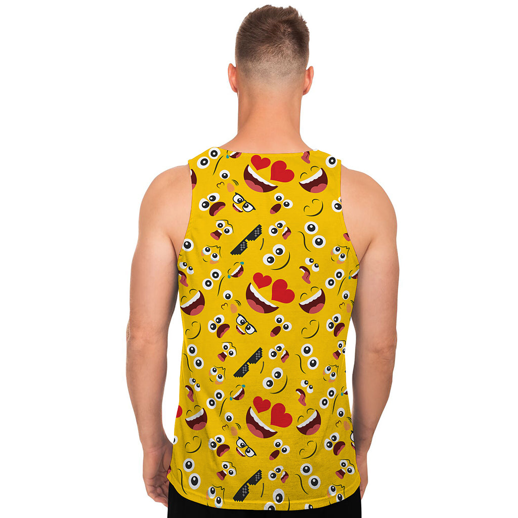 Funny Emoji Pattern Print Men's Tank Top