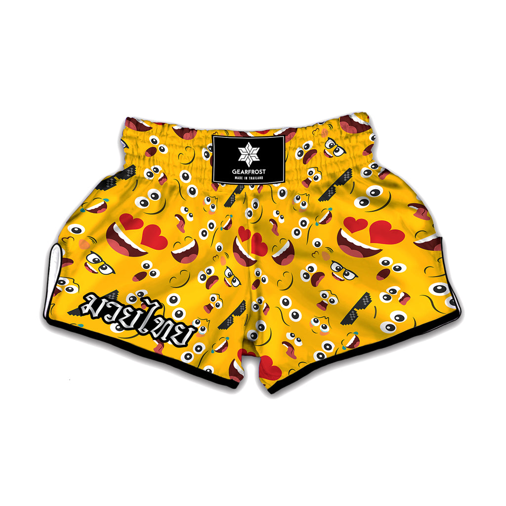 Funny Emoji Pattern Print Muay Thai Boxing Shorts