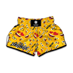 Funny Emoji Pattern Print Muay Thai Boxing Shorts