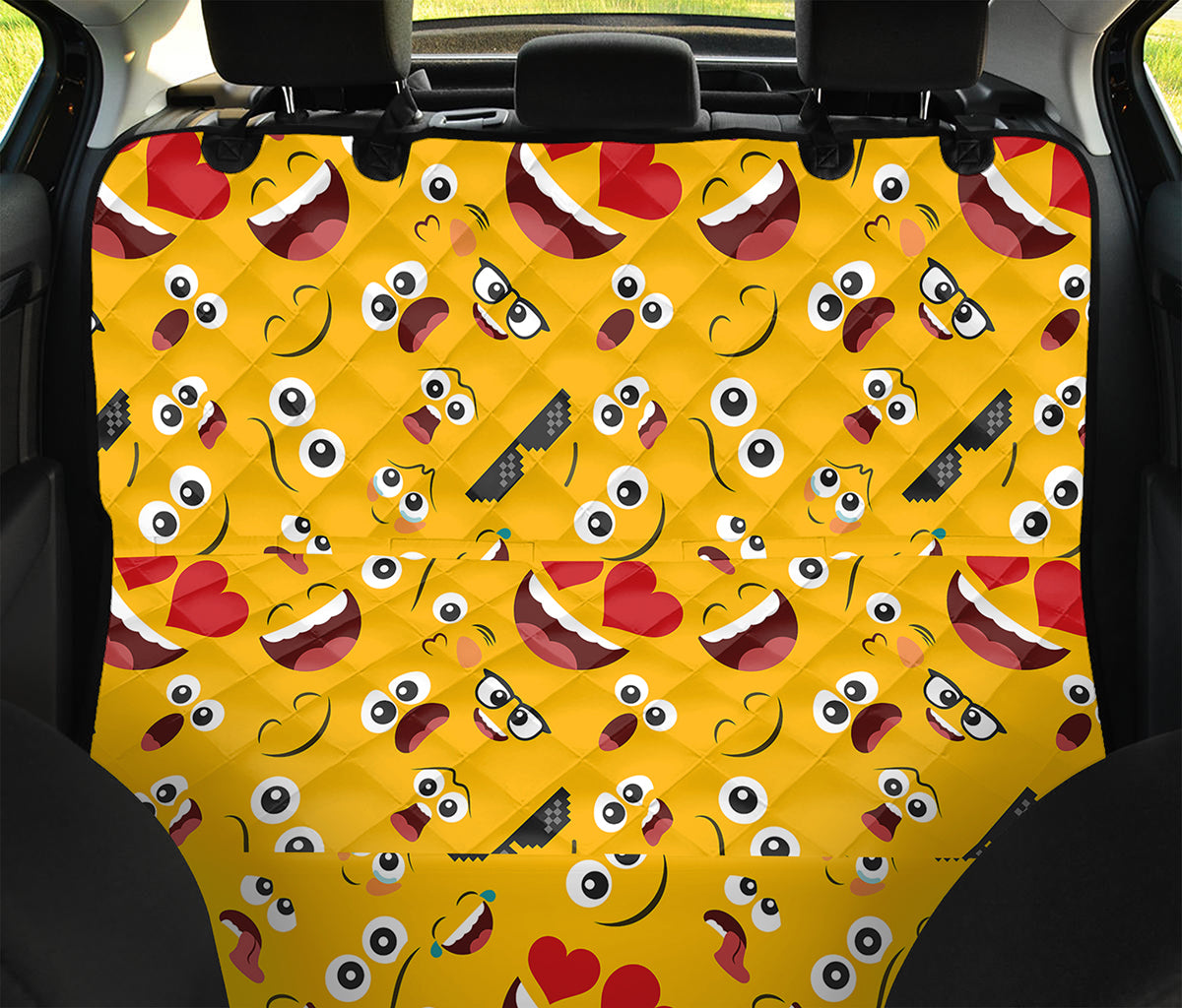 Funny Emoji Pattern Print Pet Car Back Seat Cover