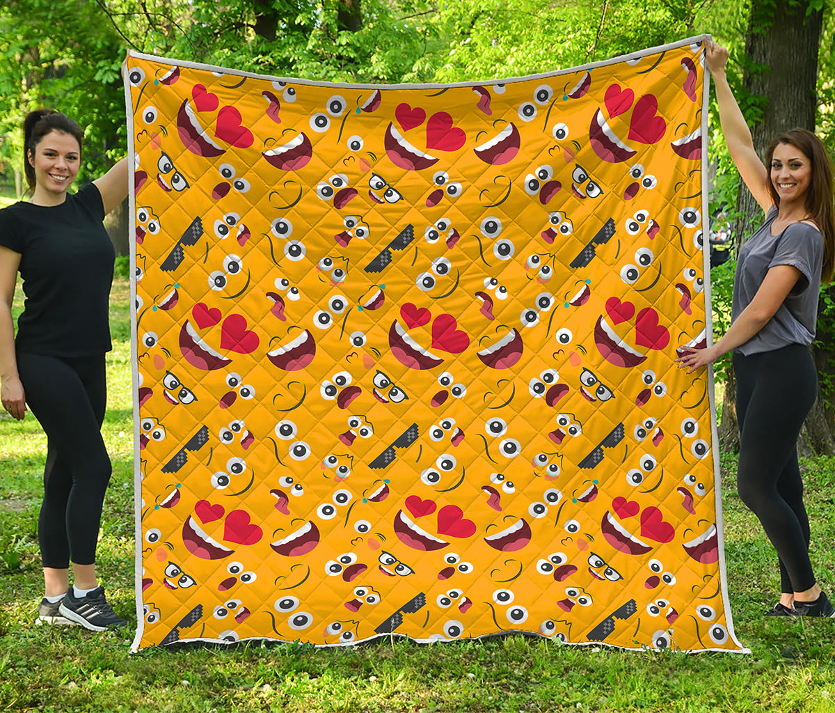 Funny Emoji Pattern Print Quilt
