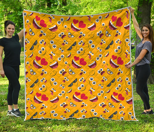 Funny Emoji Pattern Print Quilt