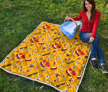 Funny Emoji Pattern Print Quilt