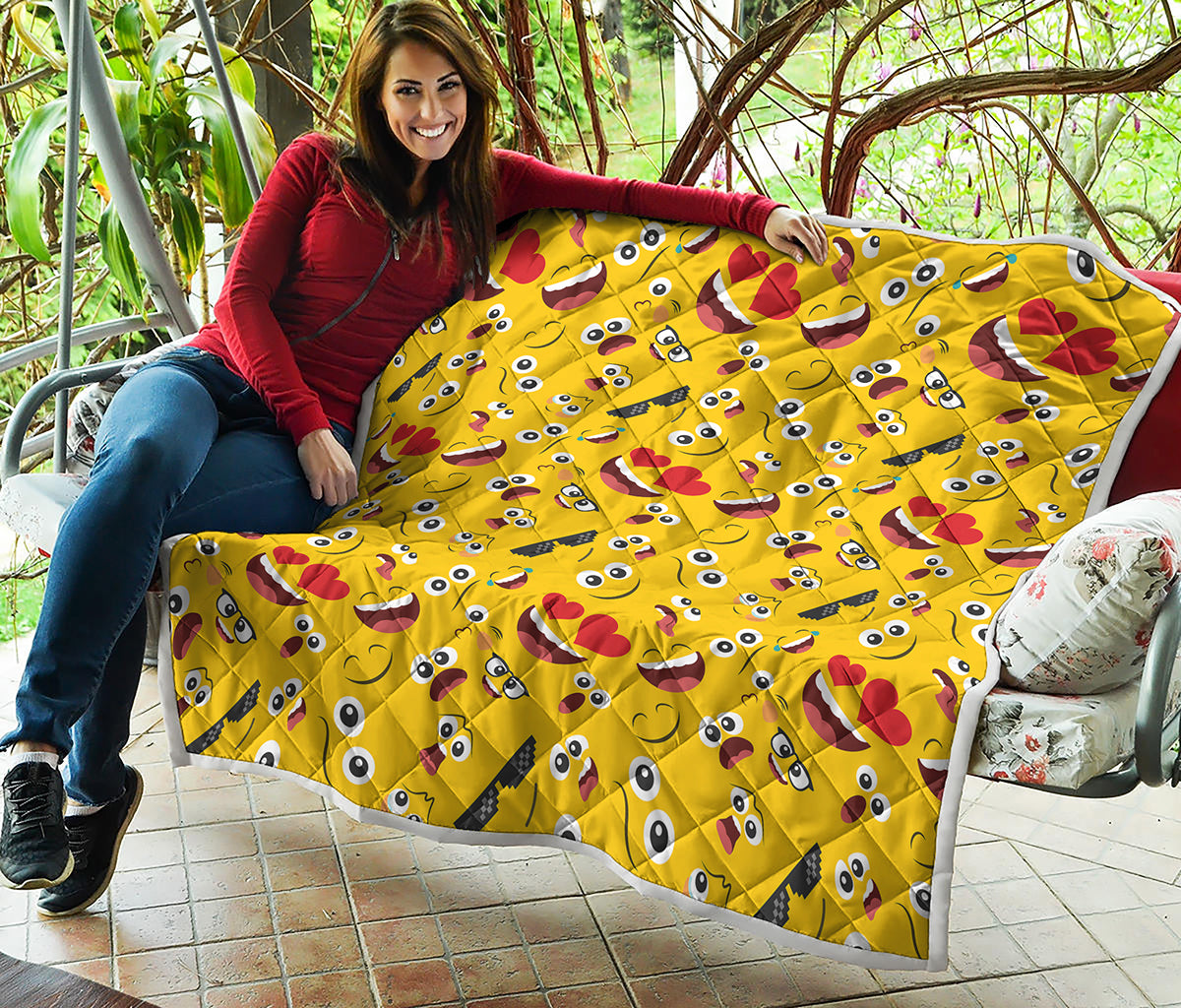 Funny Emoji Pattern Print Quilt