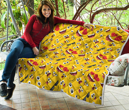 Funny Emoji Pattern Print Quilt