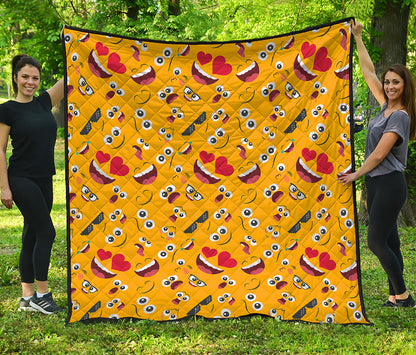 Funny Emoji Pattern Print Quilt