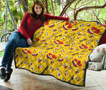 Funny Emoji Pattern Print Quilt