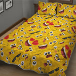 Funny Emoji Pattern Print Quilt Bed Set