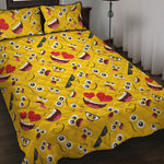 Funny Emoji Pattern Print Quilt Bed Set
