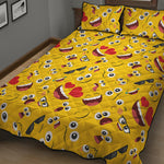 Funny Emoji Pattern Print Quilt Bed Set