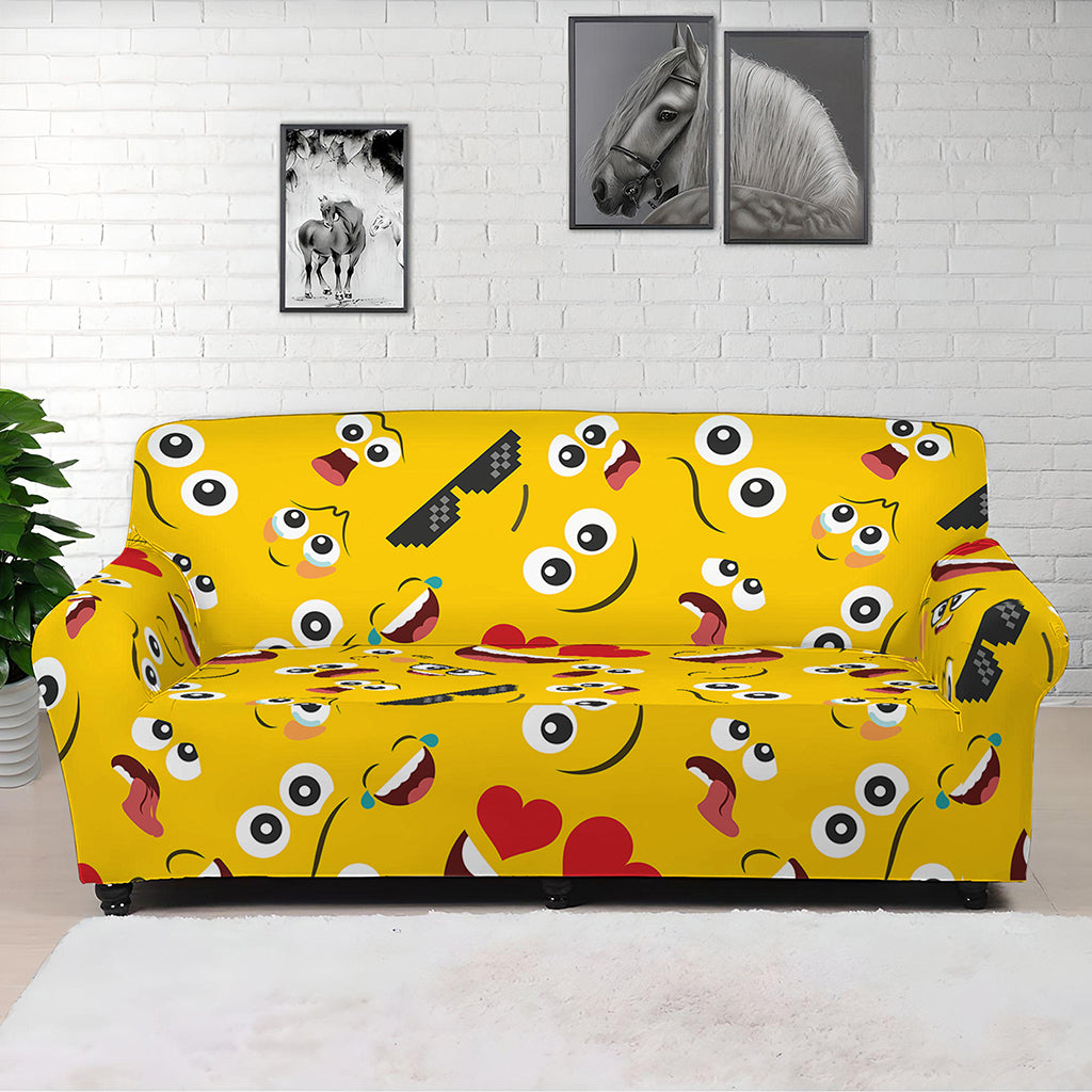 Funny Emoji Pattern Print Sofa Cover