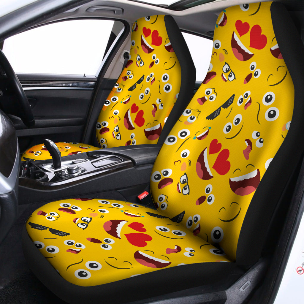 Funny Emoji Pattern Print Universal Fit Car Seat Covers