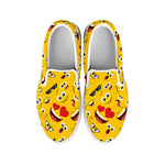 Funny Emoji Pattern Print White Slip On Shoes