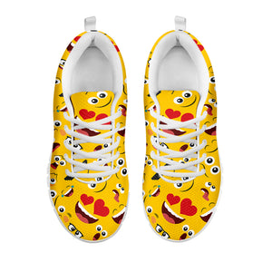 Funny Emoji Pattern Print White Sneakers