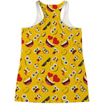 Funny Emoji Pattern Print Women's Racerback Tank Top