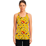 Funny Emoji Pattern Print Women's Racerback Tank Top