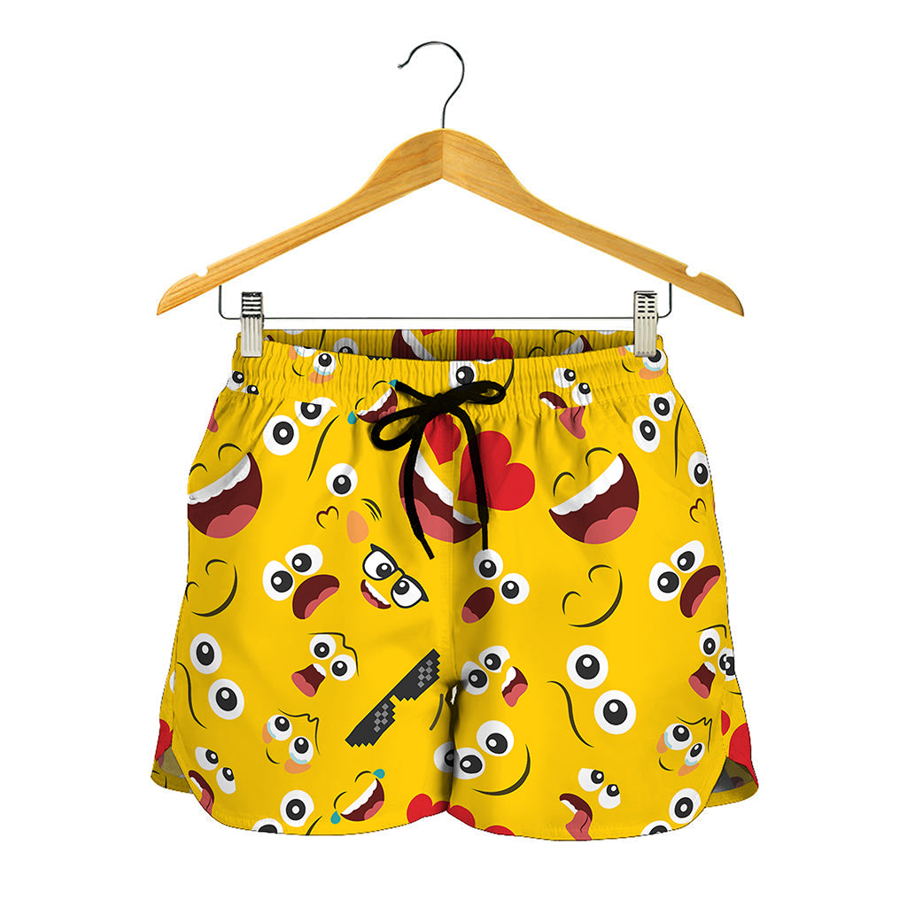 Funny Emoji Pattern Print Women's Shorts