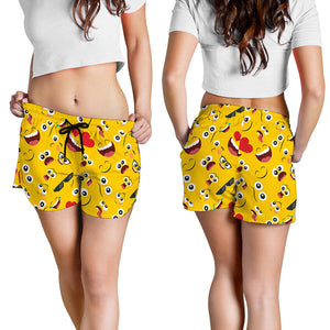 Funny Emoji Pattern Print Women's Shorts