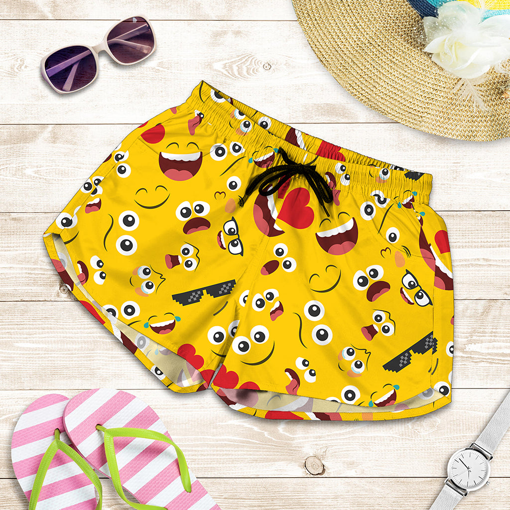 Funny Emoji Pattern Print Women's Shorts