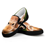 Funny Giraffe Print Black Slip On Shoes