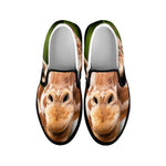 Funny Giraffe Print Black Slip On Shoes