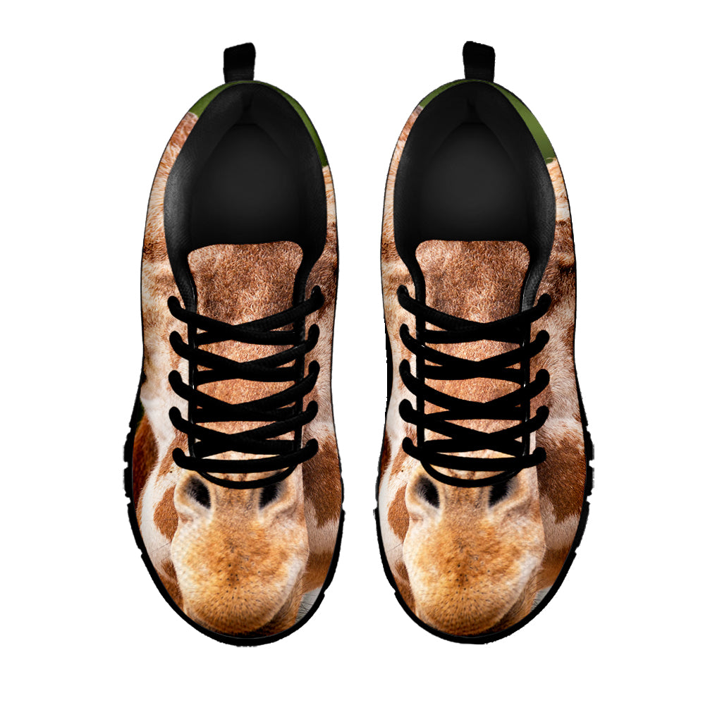 Funny Giraffe Print Black Sneakers