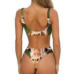 Funny Giraffe Print Front Bow Tie Bikini