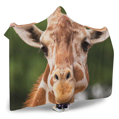 Funny Giraffe Print Hooded Blanket
