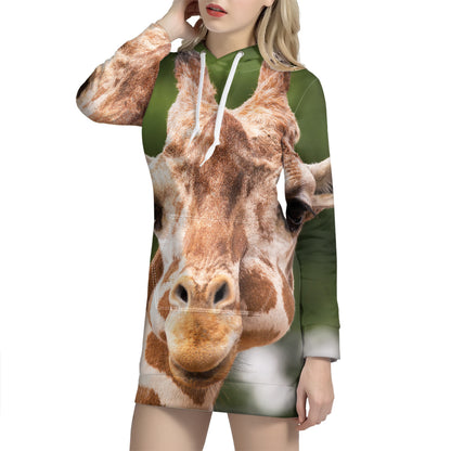 Funny Giraffe Print Hoodie Dress