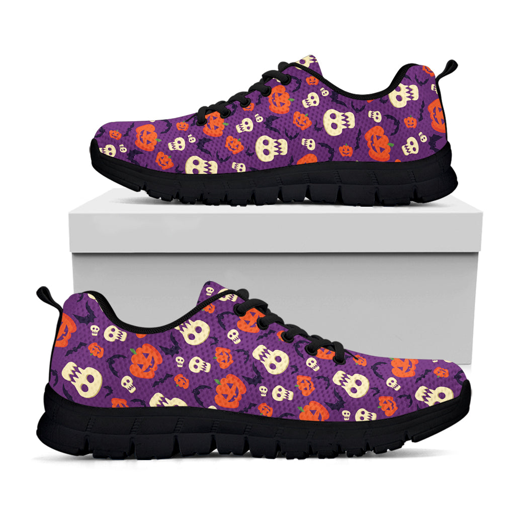 Funny Halloween Pumpkin Pattern Print Black Sneakers