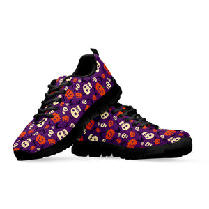 Funny Halloween Pumpkin Pattern Print Black Sneakers